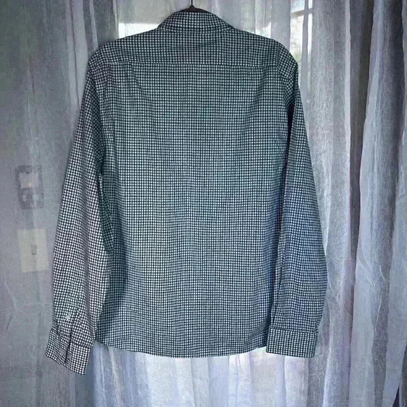 Men's Nautica Size XL Slim Fit blue/white check button collar button down shirt - Picture 7 of 11